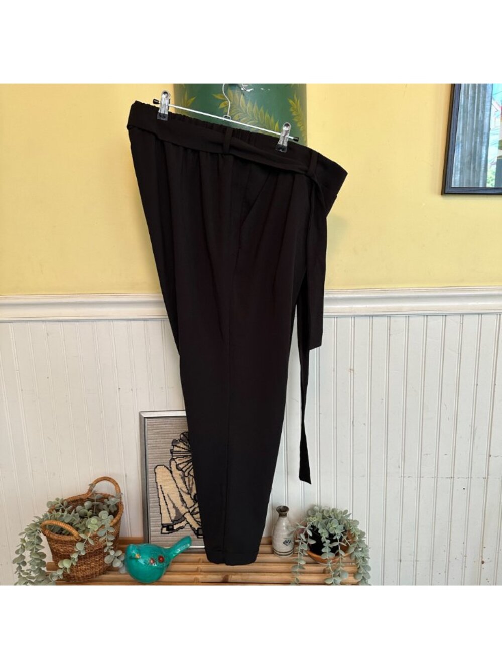 Torrid 12 Sold Black Pants belted stretch waist pull on career trousers